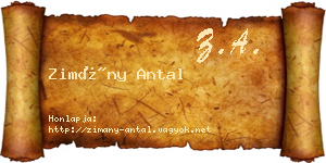 Zimány Antal névjegykártya